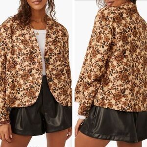 NWT Free People Cali Floral Print Boxy Single Breasted Blazer
